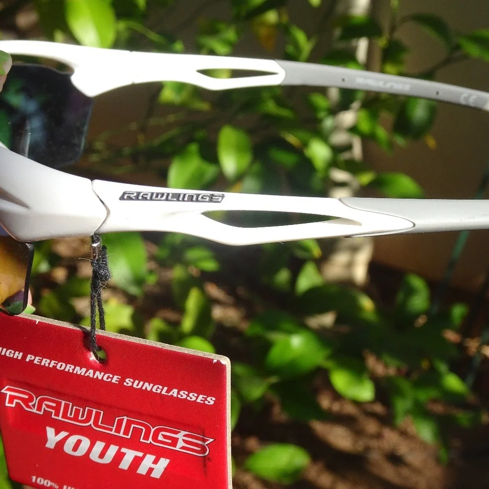 New Rawlings High Performance Youth Sunglasses White Half-Rim Rainbow Shield